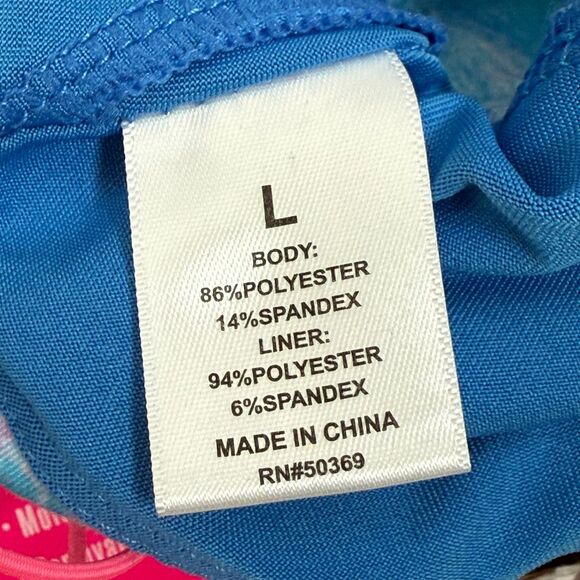 Juicy Couture Padded Sports Bra Women's Large Blue Aurora Print Thick Straps NWT - Picture 7 of 10